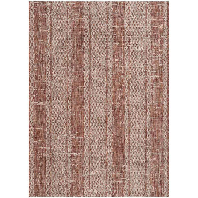 Courtyard Light Beige and Terracotta 8' x 11' Sisal Weave Outdoor Area Rug