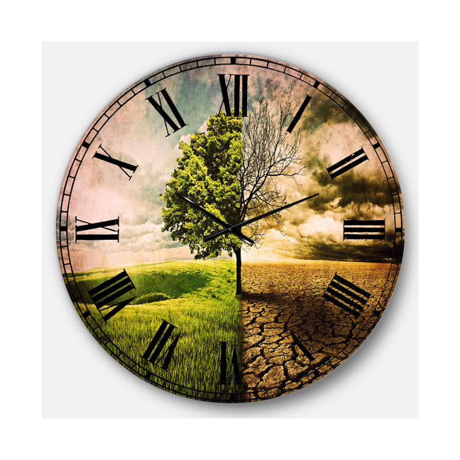 Landscape Oversized Round Metal Wall Clock - 36 x 36