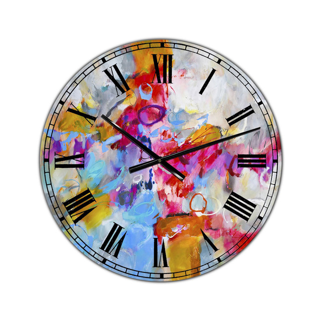 Blue and Yellow Color Spatters IV Oversized Modern Wall Clock - 36" x 28" x 1"