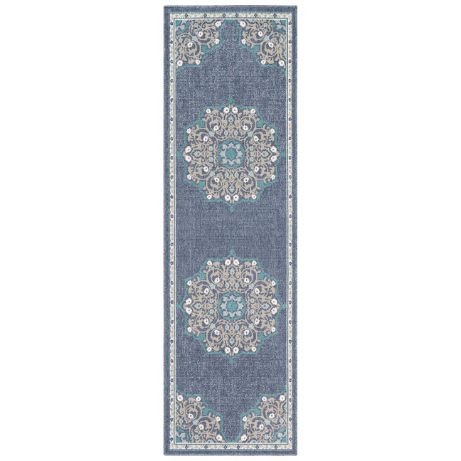 Alfresco ALF-9678 Charcoal 2'3" x 7'9" Runner Area Rug, Indoor/Outdoor