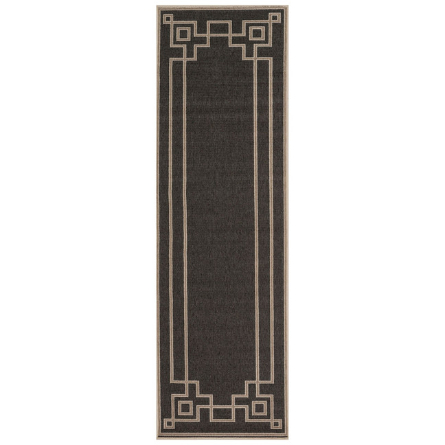 Alfresco ALF-9630 Black 2'3" x 7'9" Runner Area Rug, Indoor/Outdoor