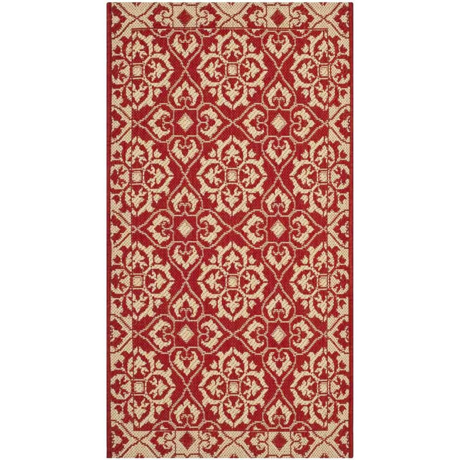 Courtyard Red and Creme 2'7" x 5' Sisal Weave Outdoor Area Rug