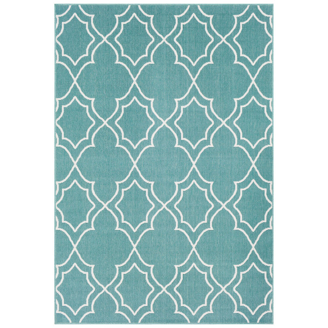 Alfresco ALF-9653 Teal 8'9" x 12'9" Area Rug, Indoor/Outdoor