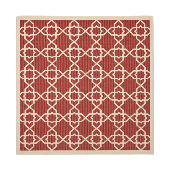 Courtyard Red and Beige 6'7" x 6'7" Square Outdoor Area Rug