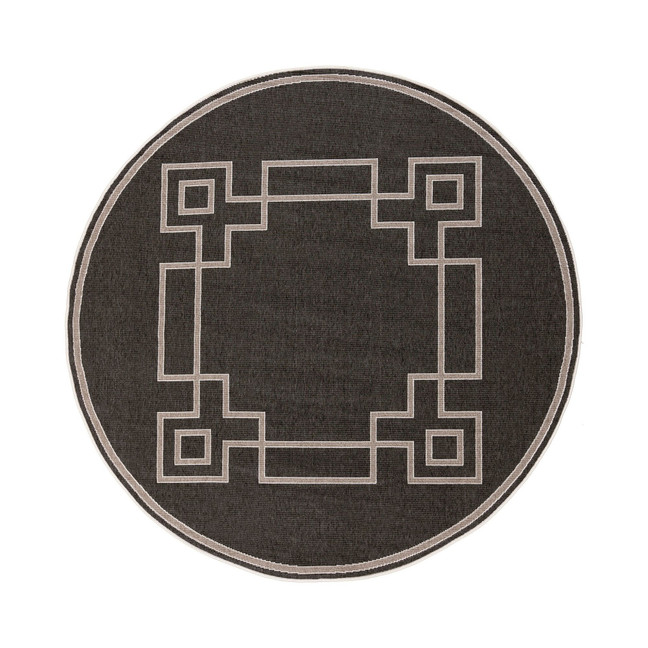 Alfresco ALF-9630 Black 7'3" Round Area Rug, Indoor/Outdoor