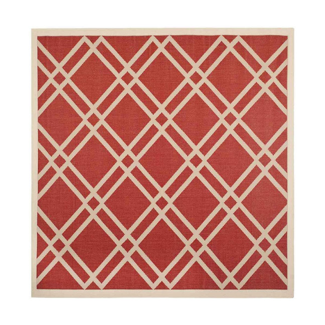 Courtyard Red and Bone 7'10" x 7'10" Sisal Weave Square Outdoor Area Rug