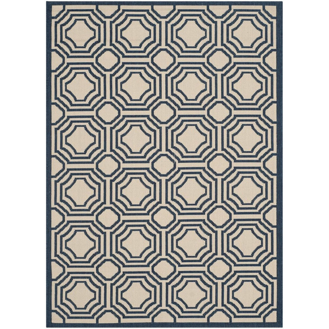 Courtyard Beige and Navy 5'3" x 7'7" Outdoor Area Rug