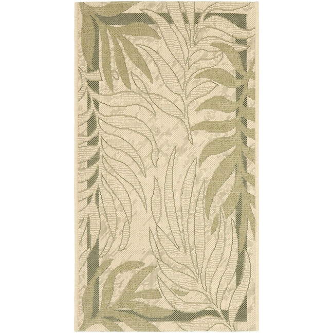 Courtyard Cream and Green 2'7" x 5' Outdoor Area Rug