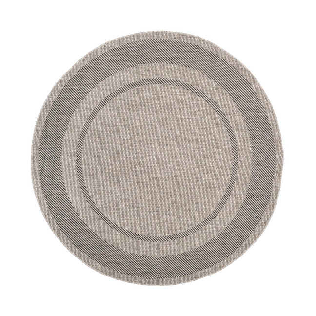 Courtyard Beige and Black 6'7" x 6'7" Round Outdoor Area Rug