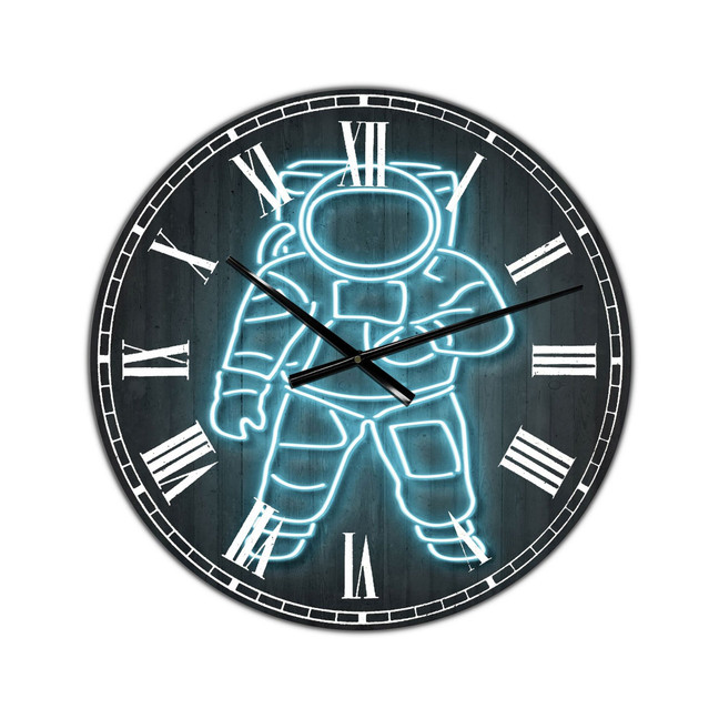 Neon Astronaut Oversized Modern Wall Clock - 38" x 38" x 1"