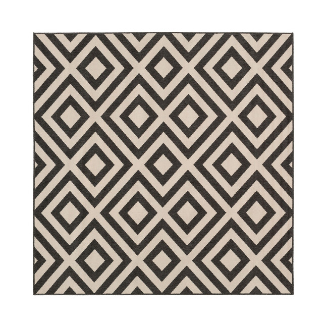Alfresco ALF-9639 Black 7'3" Square Area Rug, Indoor/Outdoor