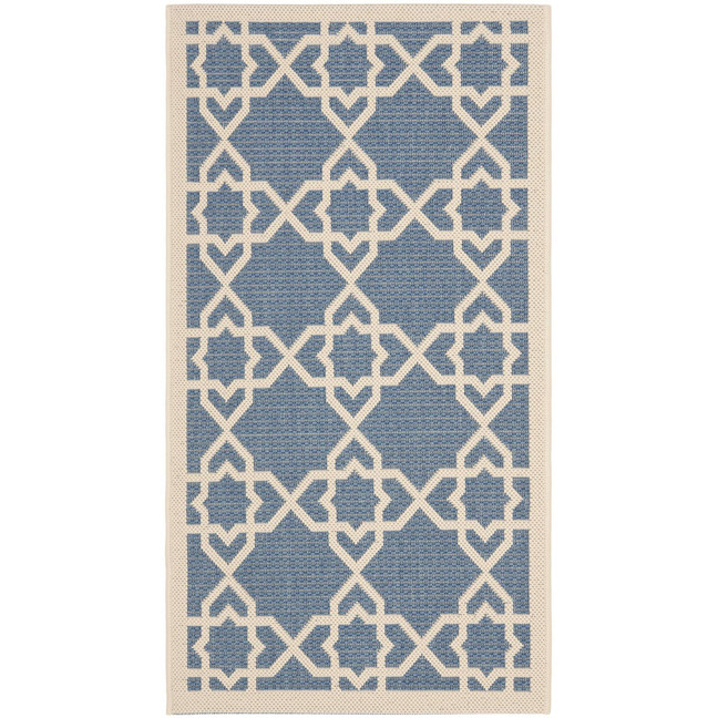 Courtyard Blue and Beige 2' x 3'7" Sisal Weave Rectangle Outdoor Area Rug
