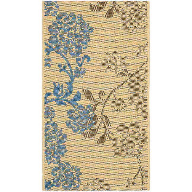 Courtyard Natural Brown and Blue 2'7" x 5' Outdoor Area Rug