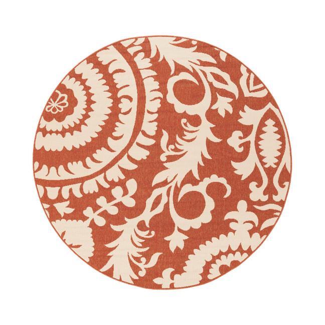 Alfresco ALF-9613 Rust 5'3" Round Area Rug, Indoor/Outdoor
