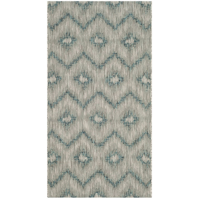 Courtyard Gray and Blue 2'7" x 5' Outdoor Area Rug