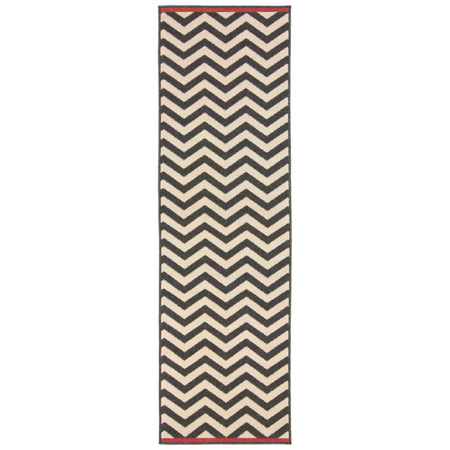 Alfresco ALF-9646 Black 2'3" x 11'9" Runner Area Rug, Indoor/Outdoor