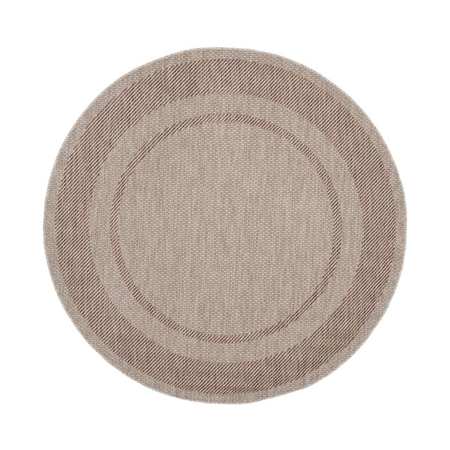Courtyard Beige and Brown 6'7" x 6'7" Round Outdoor Area Rug