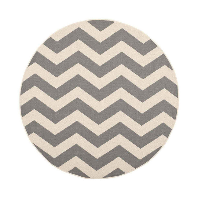 Courtyard Gray and Beige 7'10" x 7'10" Sisal Weave Round Outdoor Area Rug
