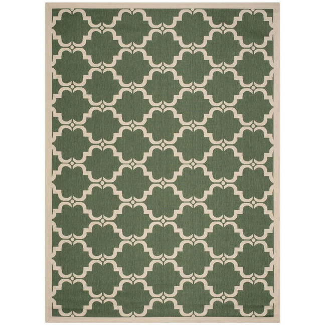 Courtyard Dark Green and Beige 8' x 11' Outdoor Area Rug