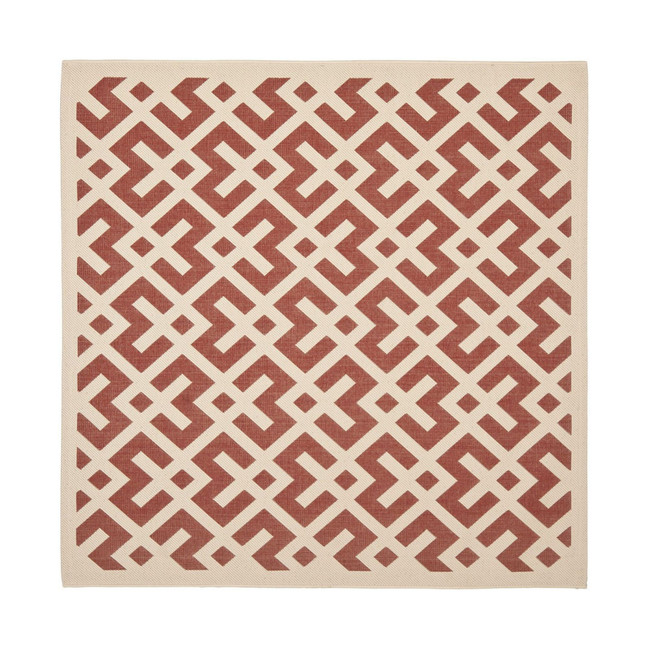 Courtyard Red and Bone 6'7" x 6'7" Square Outdoor Area Rug