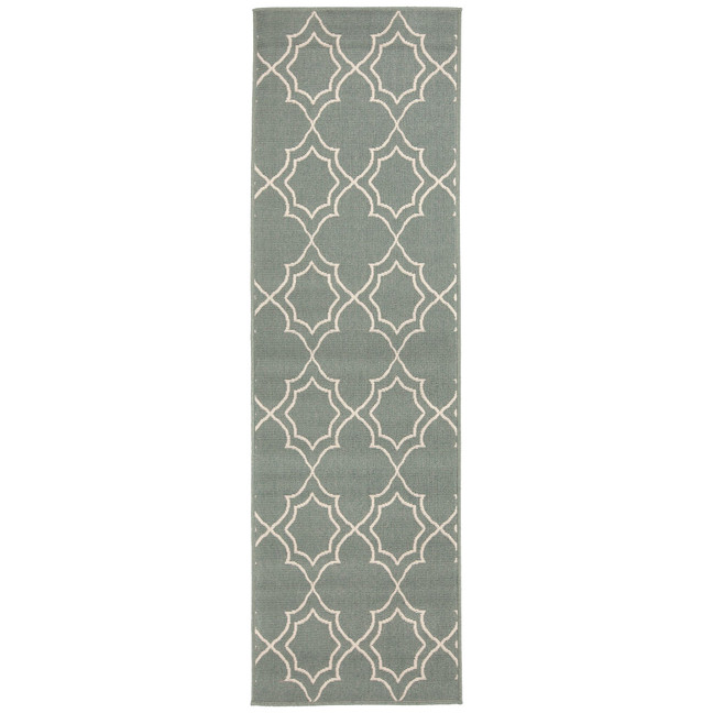 Alfresco ALF-9589 Sage 2'3" x 11'9" Runner Area Rug, Indoor/Outdoor