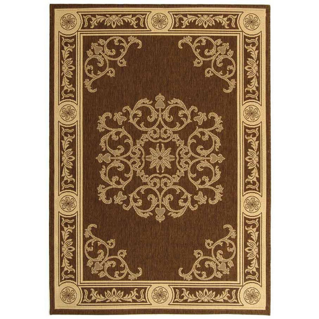 Courtyard Chocolate and Natural 2'3" x 12' Runner Outdoor Area Rug