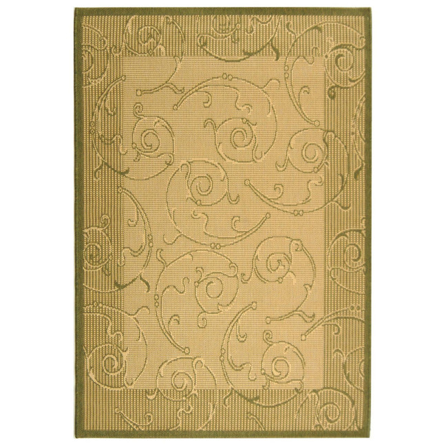 Courtyard Natural and Olive 6'7" x 6'7" Square Outdoor Area Rug