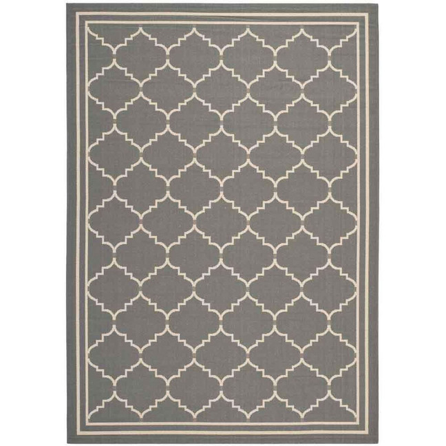 Courtyard Gray and Beige 6'7" x 9'6" Sisal Weave Outdoor Area Rug