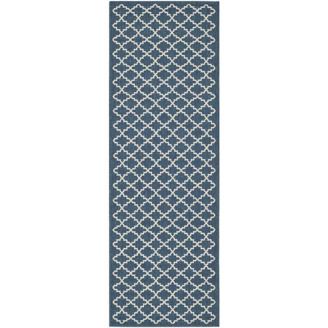 Courtyard Navy and Beige 2'3" x 20' Sisal Weave Runner Outdoor Area Rug