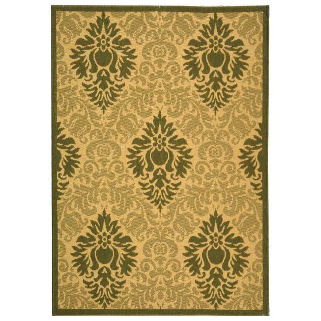Courtyard Natural and Olive 6'7" x 6'7" Sisal Weave Round Outdoor Area Rug