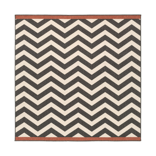 Alfresco ALF-9646 Black 8'9" Square Area Rug, Indoor/Outdoor