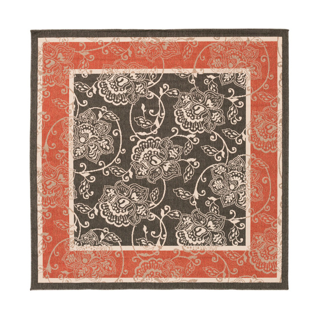 Alfresco ALF-9592 Black 7'3" Square Area Rug, Indoor/Outdoor