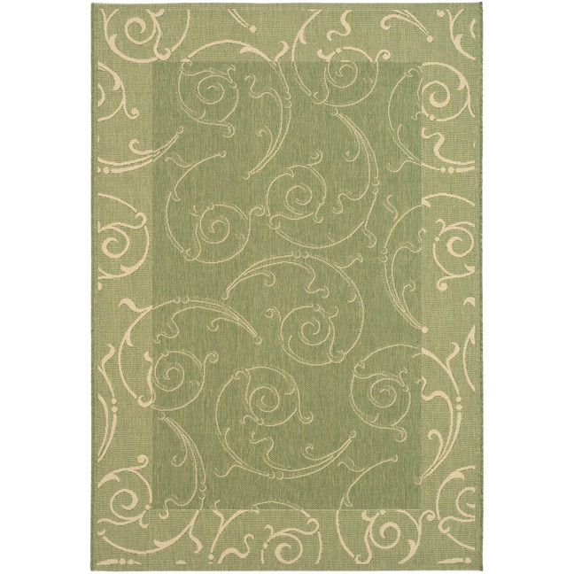 Courtyard Olive and Natural 2'3" x 14' Runner Outdoor Area Rug