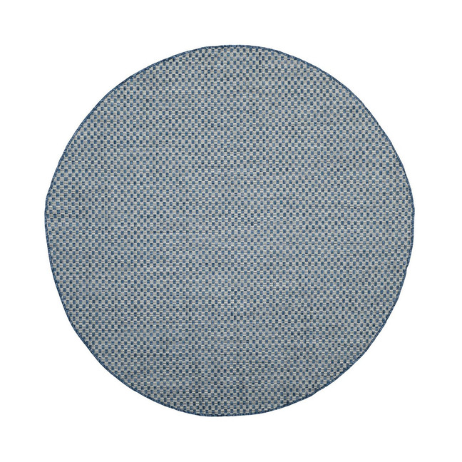 Courtyard Blue and Light Gray 5'3" x 5'3" Sisal Weave Round Outdoor Area Rug