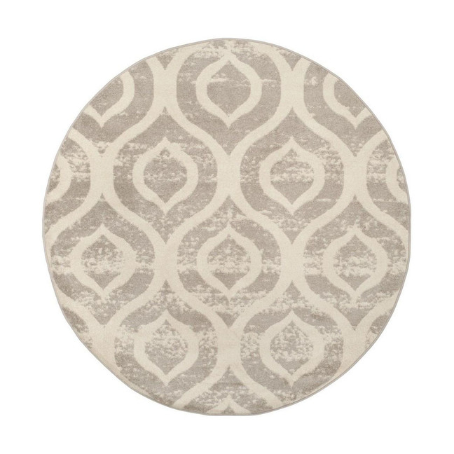 Amsterdam Ivory and Mauve 6'7" x 6'7" Round Outdoor Area Rug