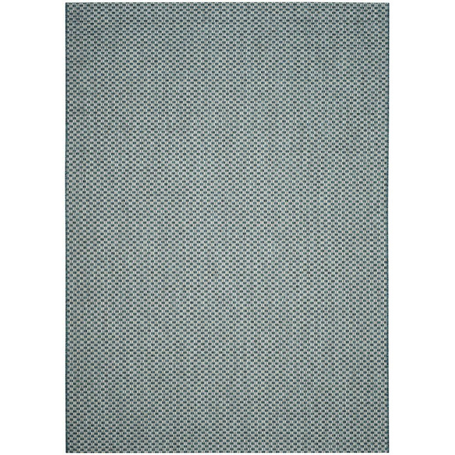 Courtyard Turquoise and Light Gray 6'7" x 9'6" Sisal Weave Outdoor Area Rug