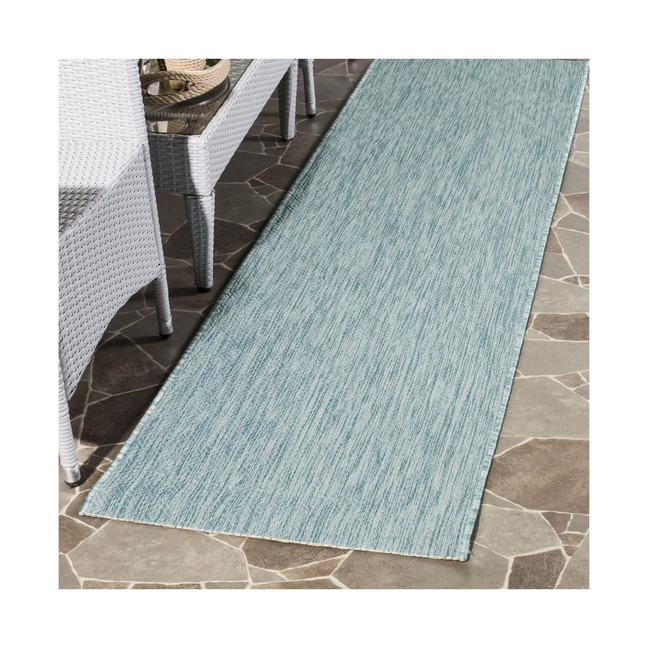 Courtyard Aqua 2'3" x 10' Sisal Weave Runner Outdoor Area Rug