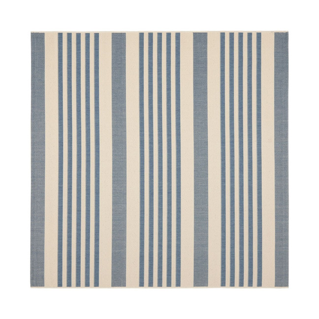 Courtyard Beige and Blue 6'7" x 6'7" Sisal Weave Square Outdoor Area Rug