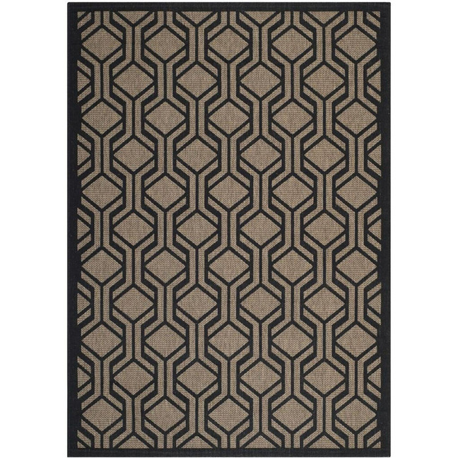 Courtyard Brown and Black 4' x 5'7" Sisal Weave Outdoor Area Rug
