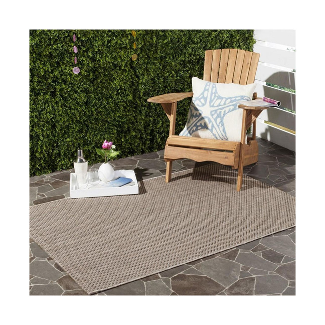 Courtyard Beige and Brown 4' x 5'7" Sisal Weave Outdoor Area Rug