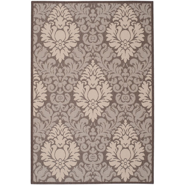 Courtyard Chocolate and Natural 5'3" x 5'3" Round Outdoor Area Rug