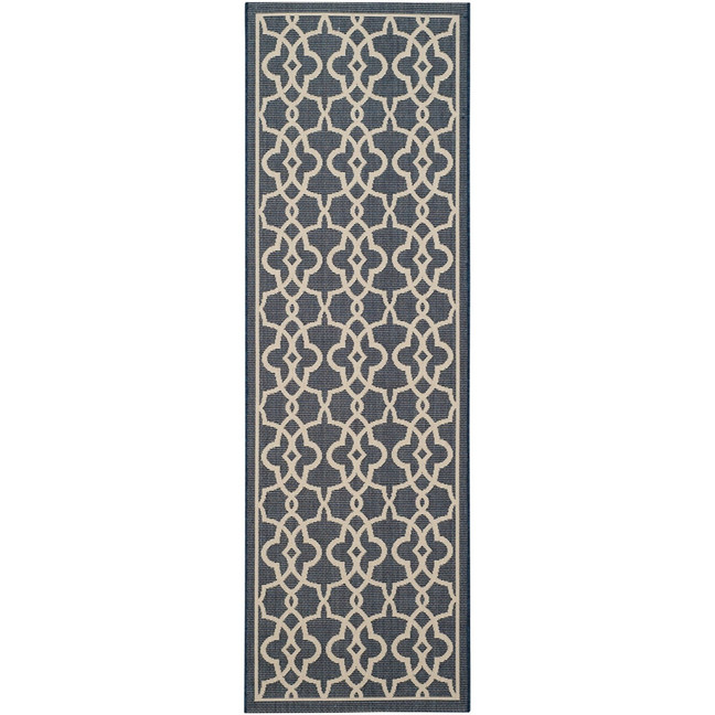 Courtyard Navy and Beige 2'7" x 8'2" Sisal Weave Runner Outdoor Area Rug