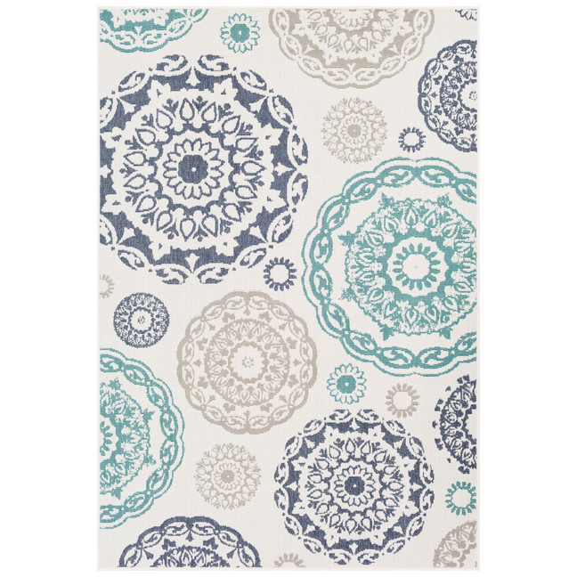 Alfresco ALF-9665 Teal 8'9" x 12'9" Area Rug, Indoor/Outdoor