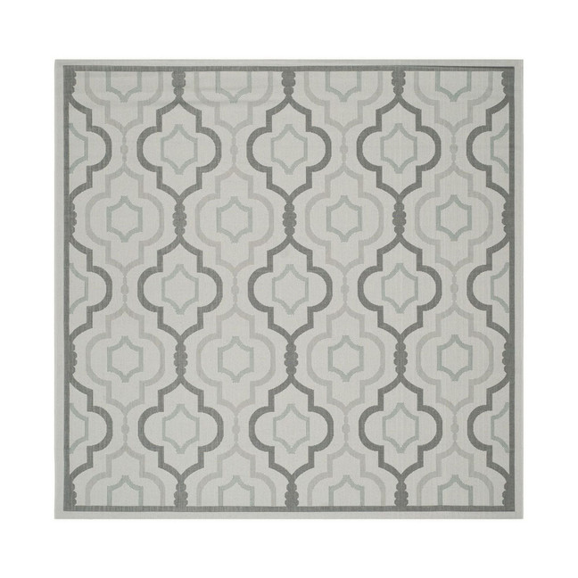 Courtyard Light Gray and Anthracite 7'10" x 7'10" Sisal Weave Square Outdoor Area Rug