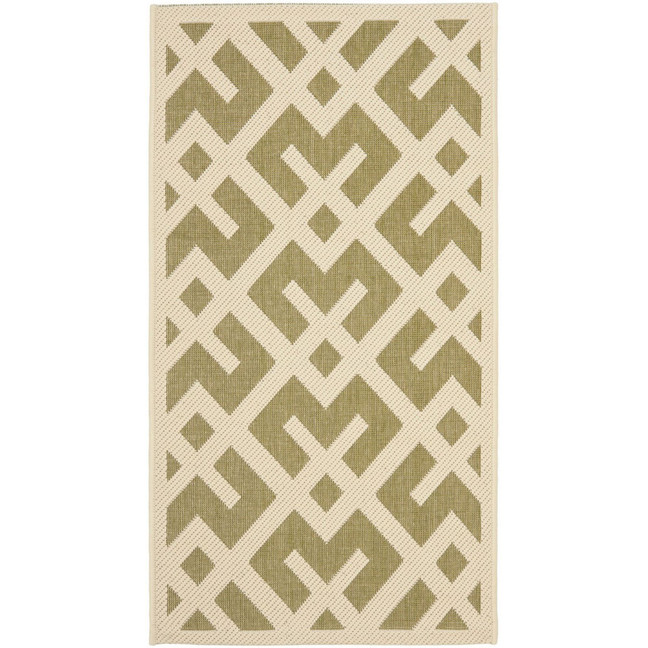 Courtyard Green and Bone 2'7" x 5' Outdoor Area Rug