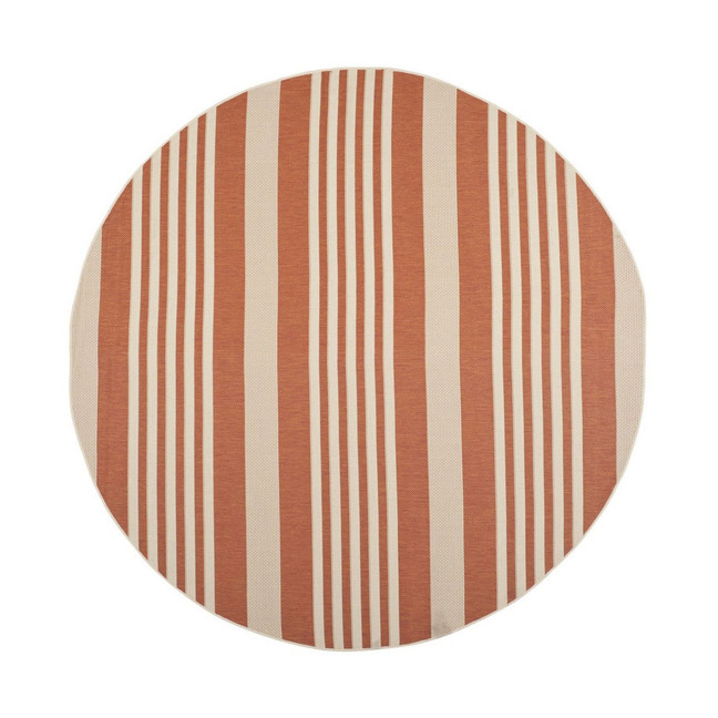 Courtyard Terracotta and Beige 7'10" x 7'10" Sisal Weave Round Outdoor Area Rug