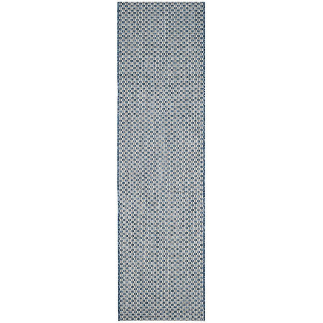 Courtyard Blue and Light Grey 2'3" x 14' Sisal Weave Runner Outdoor Area Rug