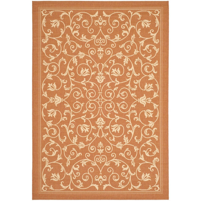 Courtyard Terracotta and Natural 2'7" x 5' Outdoor Area Rug