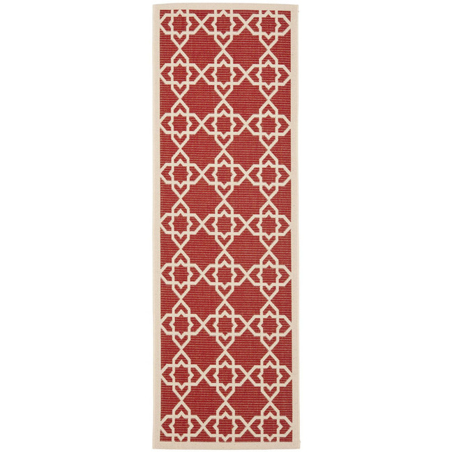 Courtyard Red and Beige 2'3" x 10' Runner Outdoor Area Rug