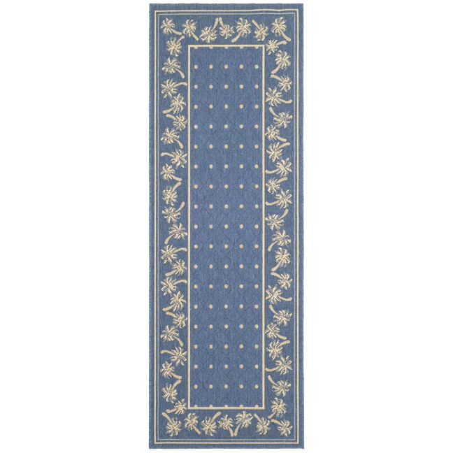 Courtyard Blue and Ivory 2'3" x 6'7" Runner Outdoor Area Rug